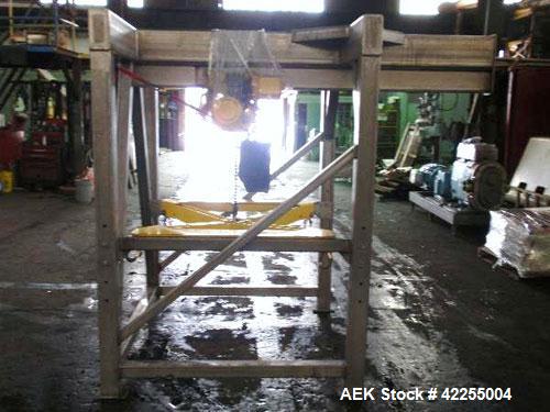 Used Flexicon Bulk Bag Unloading Station, model BFC, stainless steel. Yale electric hoist, model MDT01, 2000# capacity, .25 hp, 230/460 volt hoist motor, approximately 221" overall height.
