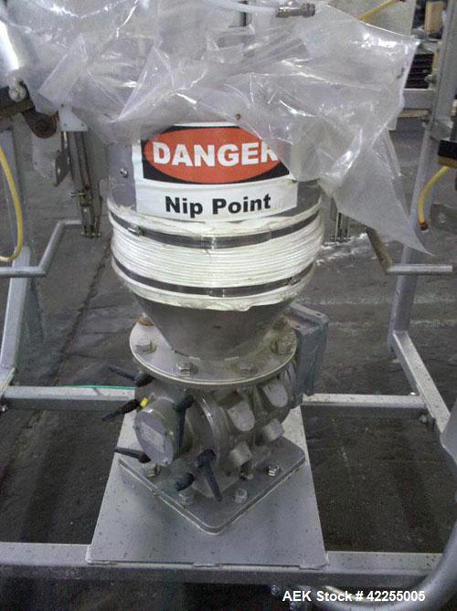 Used Flexicon Bulk Bag Unloading Station, model BFC, stainless steel. Yale electric hoist, model MDT02, 2000# capacity, .25 hp, 230/460 volt hoist motor, pneumatic bottom bag tappers, TELE-TUBE teles...