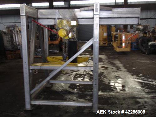 Used Flexicon Bulk Bag Unloading Station, model BFC, stainless steel. Yale electric hoist, model MDT02, 2000# capacity, .25 hp, 230/460 volt hoist motor, pneumatic bottom bag tappers, TELE-TUBE teles...