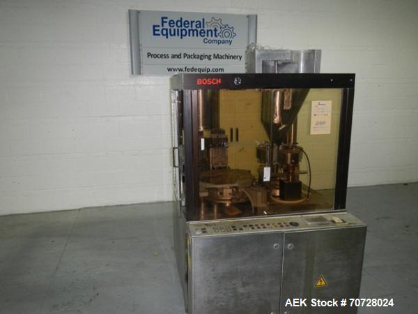 Used Bosch encapsulator, model GKF1500, presently set up with size 3 change parts, 3558 hours on meter, serial# 640557, 1986.