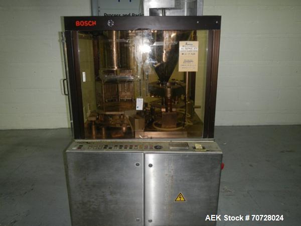 Used Bosch encapsulator, model GKF1500, presently set up with size 3 change parts, 3558 hours on meter, serial# 640557, 1986.