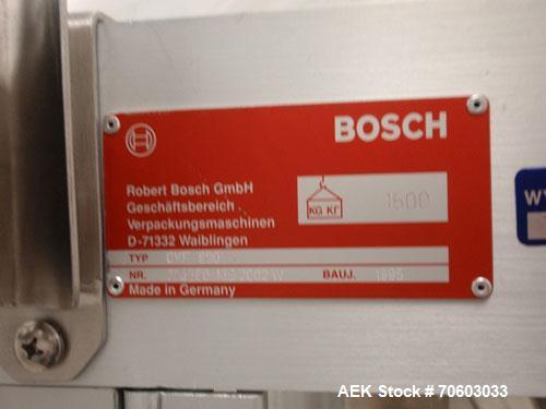 Used Bosch Encapsulator, Model GKF800. Rated up to 800 capsules per minute, with tooling for capsule liquid filling, serial# 773360MS2002W, new 1995.