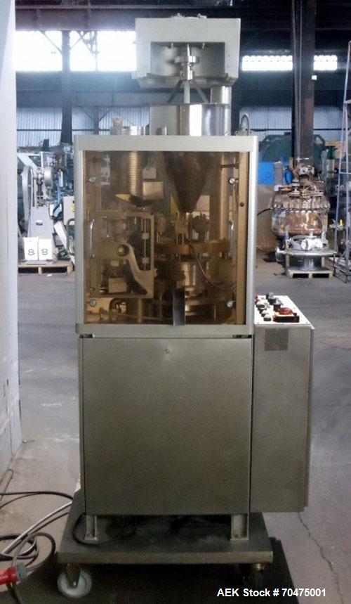 Used Bosch Automatic Capsule Filler, Model GKF-120. Rated up to 120 capsules per minute. Includes size, 0, 1, and 3 change parts.