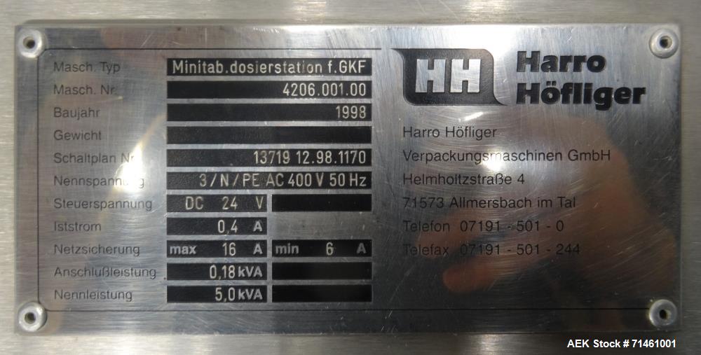 Used Bosch Model GKF 1500 Automatic Capsule Filler for Mini-Tab/Pellets