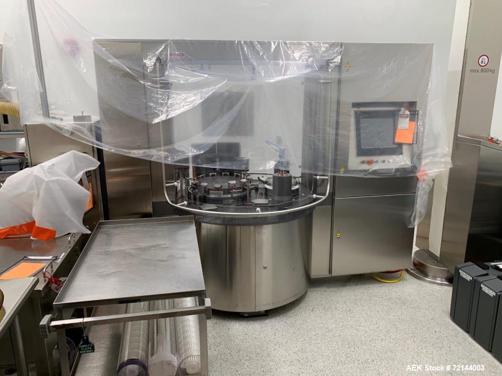Used Bosch GKF 2500 Capsule Filler with Integrated KKE 2500 Checkweigher (sold only as a system). Last running powders. A buyers premium of 18% will be assessed in addition to the sales price.