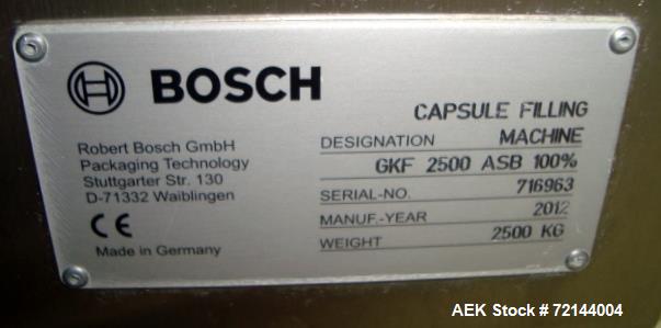 Used Bosch GKF 2500 ASB 100% ASB/IPK Capsule Filling Machine