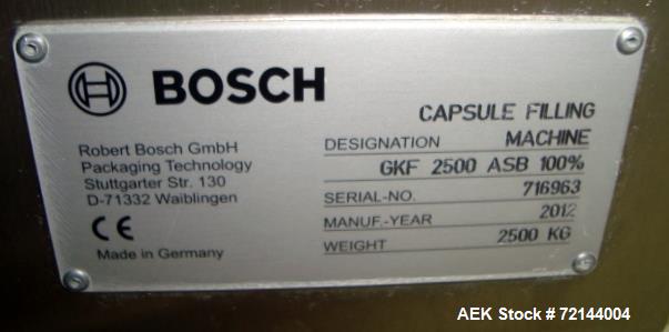 Used- Bosch GKF 2500 ASB 100% ASB/IPK Capsule Filling Machine