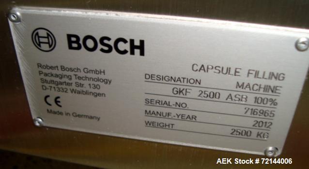 Used Bosch GKF 2500 ASB 100% ASB/IPK Capsule Filling Machine