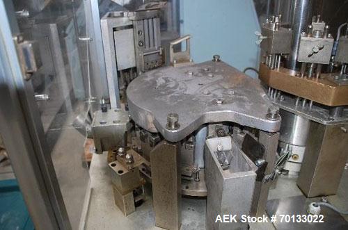 Used Bosch Automatic Capsule Filler, Model GKF 330.  Stainless steel tooling, 19,800 capsules per hour.  Includes capsule feed station, capsule opening station, powder feed station, filling powder in...