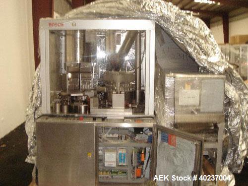 Unused- Bosch Encapsulator, GKF1500.  Rated at 1500 capsules per minute or 90,000 per hour.  Set up for size 4 capsules.  Unit was built in 1998.  Serial number 782230.  230/460 volt.