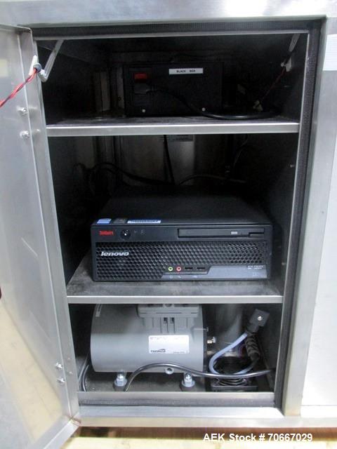 Used Capsugel Xcelodose Capsule Filler, Model XD600. With cabinet and 00, 0, 1, 2, 3, 4 change parts, serial# 600-1-040.