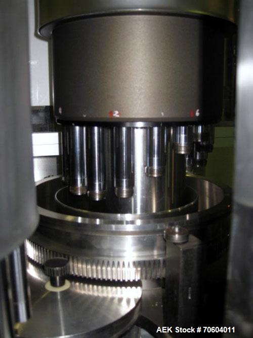 Used MG2 Futura rotary capsule filler, rated up to 48,000 capsules/hour, change parts for 0,1 and 3 capsules, with dust collection and controls, 480 volt, serial# 5161/5019. PRICE INCLUDES A 15% BUYE...
