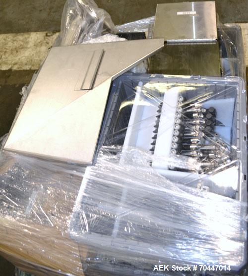 Used MG2 Futura automatic capsule filler capable of speeds up to 48,000 capsules per hour. Can run capsule sizes from 000 to 5, including tamper evident with proper changeparts. Currently haas change...