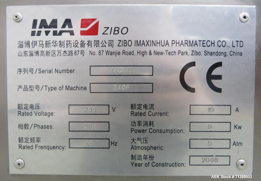 Used- IMA (Zanasi) Model Z40F Capsule Filler.