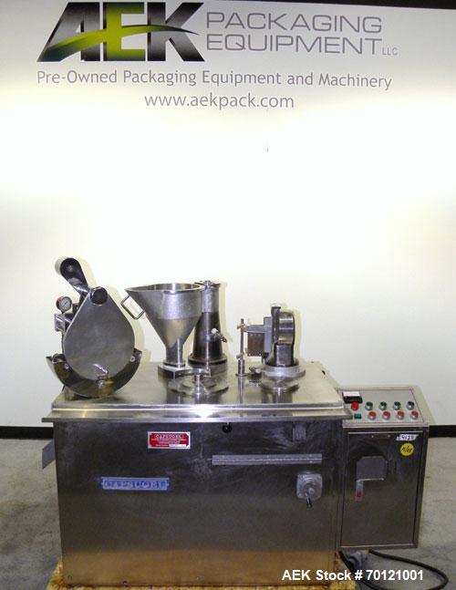 Used Capsugel Semi Automatic Capsule Filler, Model KDF-2. 20,000 capsules per hour for sizes 00 through 5 with beadlets, granular, or powdered product. Capacities dependent upon volume per ring, oper...