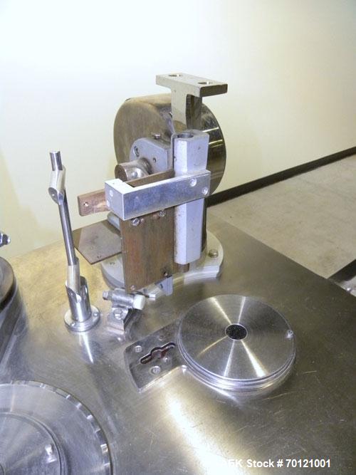 Used Capsugel Semi Automatic Capsule Filler, Model KDF-2. 20,000 capsules per hour for sizes 00 through 5 with beadlets, granular, or powdered product. Capacities dependent upon volume per ring, oper...