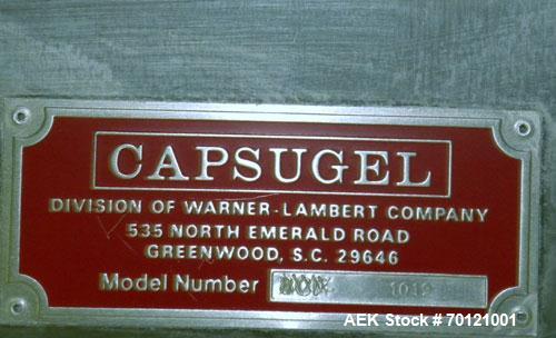 Used Capsugel Semi Automatic Capsule Filler, Model KDF-2. 20,000 capsules per hour for sizes 00 through 5 with beadlets, granular, or powdered product. Capacities dependent upon volume per ring, oper...