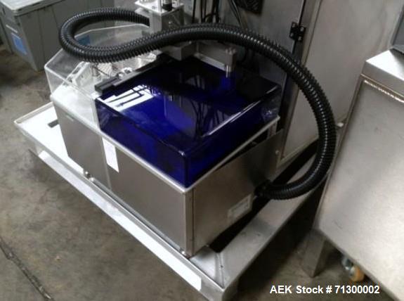 Used Capsugel Filler, Type Xcelodose 600. Stainless steel contact surfaces, rated up to 600 capsules/hour with capsule hopper, power supply 8 amps at 120 volt, 4 amps at 220 volt, ac 50/60 hertz, sin...