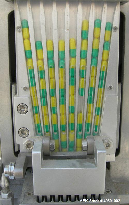 Used Anchor Mark Pharmafill High Speed Capsule Filling Machine, Model CF2. Designed to fill hard gelatin capsules with powder, granules or pellets from capsule sizes 00 to 5, currently set-up on size...