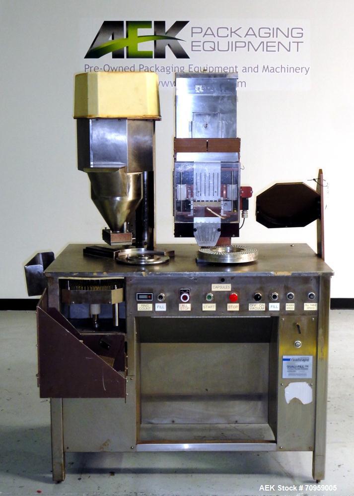 Used Shionogi Qualicaps STI Type 10 Semi-Automatic Capsule Filler. Capable of speeds up to 25,000 capsules per hour. Machine is setup with size 0 Change parts, includes a set of 00 change parts. Has ...