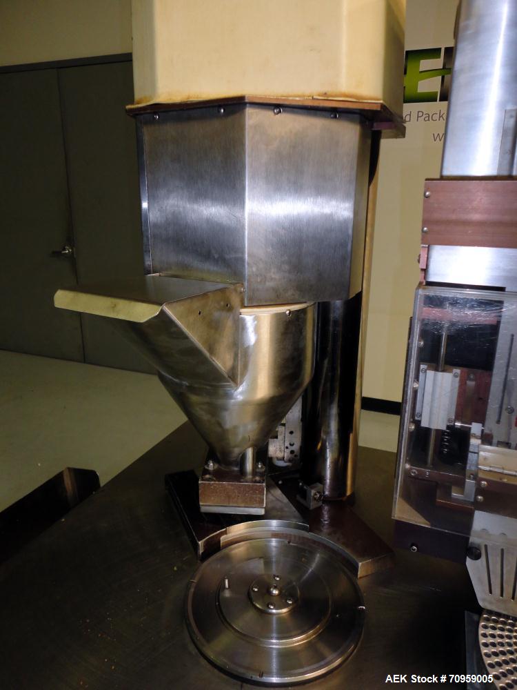 Used Shionogi Qualicaps STI Type 10 Semi-Automatic Capsule Filler. Capable of speeds up to 25,000 capsules per hour. Machine is setup with size 0 Change parts, includes a set of 00 change parts. Has ...