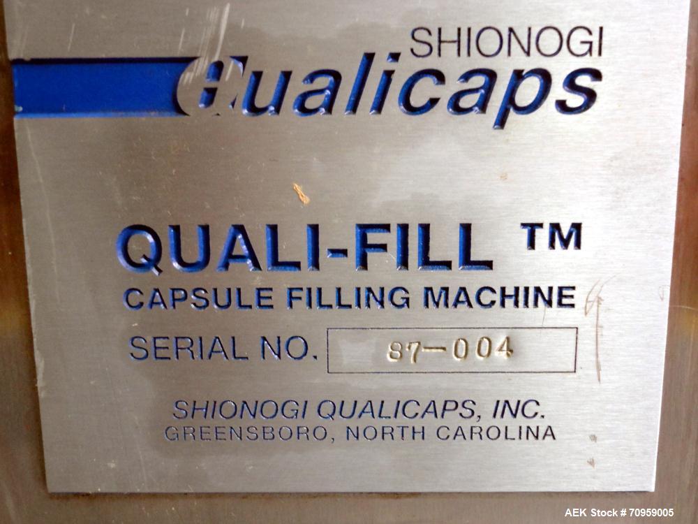 Used Shionogi Qualicaps STI Type 10 Semi-Automatic Capsule Filler. Capable of speeds up to 25,000 capsules per hour. Machine is setup with size 0 Change parts, includes a set of 00 change parts. Has ...
