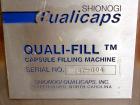 Used Shionogi Qualicaps STI Type 10 Semi-Automatic Capsule Filler. Capable of speeds up to 25,000 capsules per hour. Machine is setup with size 0 Change parts, includes a set of 00 change parts. Has ...