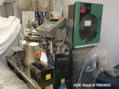 Used Vanguard VSG-52B Mini Softgel Encapsulator.  Includes chiller unit, (2) tumble dryers, spare rolls, 150 lt gelatin melting tank and Neslab process chiller, touch screen controls, 480 volt, seria...