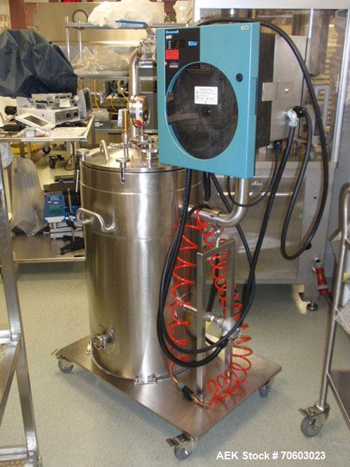 Used Vanguard VSG-52B Mini Softgel Encapsulator.  Includes chiller unit, (2) tumble dryers, spare rolls, 150 lt gelatin melting tank and Neslab process chiller, touch screen controls, 480 volt, seria...