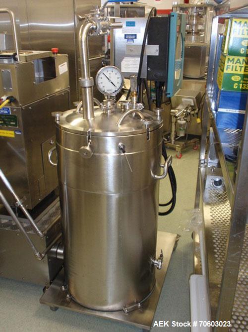 Used Vanguard VSG-52B Mini Softgel Encapsulator.  Includes chiller unit, (2) tumble dryers, spare rolls, 150 lt gelatin melting tank and Neslab process chiller, touch screen controls, 480 volt, seria...