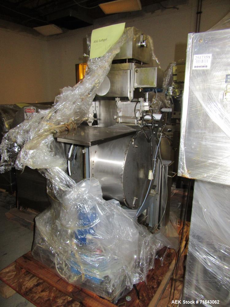Used Pharmagel Engineering Model MK3LS Complete "Softgel" Line. Line had forming machine, 6 cooling drums with air handler and 4 polishing pans.