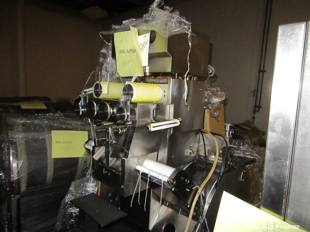 Used Pharmagel Engineering Model MK3LS Complete "Softgel" Line. Line had forming machine, 6 cooling drums with air handler and 4 polishing pans.