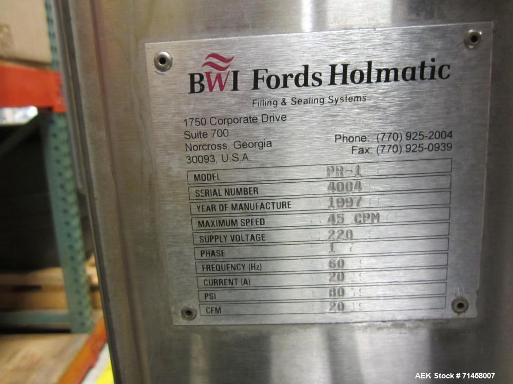 Used Holmatic Model PR1 Automatic Inline Cup Filler, Sealer and Overlidder