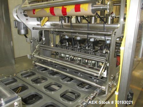 Used Holmatic model PR-4S Inline Cup Filler and Sealer. Last ran bowl of mac and cheese. The bowl measure 6 1/4” long x 5 1/2” wide x 2 3/8” high. This machine is servo with a Spee-Dee volumetric cup...