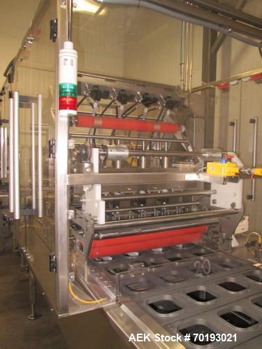 Used Holmatic model PR-4S Inline Cup Filler and Sealer. Last ran bowl of mac and cheese. The bowl measure 6 1/4” long x 5 1/2” wide x 2 3/8” high. This machine is servo with a Spee-Dee volumetric cup...