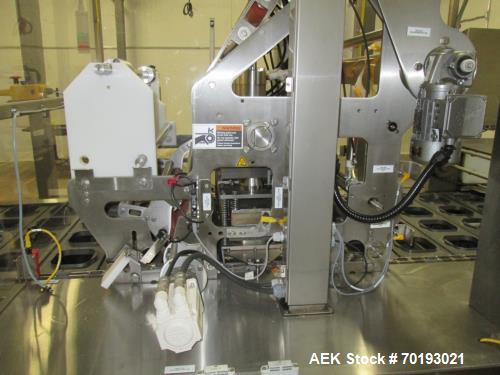 Used Holmatic model PR-4S Inline Cup Filler and Sealer. Last ran bowl of mac and cheese. The bowl measure 6 1/4” long x 5 1/2” wide x 2 3/8” high. This machine is servo with a Spee-Dee volumetric cup...