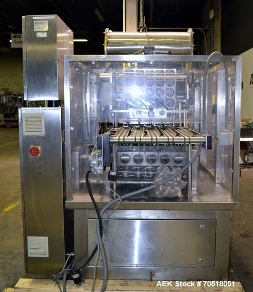 Used Pack Line PXM-5 Cup Filling and Sealing Machine. Unit is a five lane system with speeds rated from 30 to 50 cycles per minute (depending on product and cup size). Currently set up for 3" diamete...