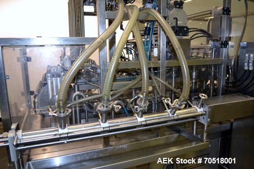 Used Pack Line PXM-5 Cup Filling and Sealing Machine. Unit is a five lane system with speeds rated from 30 to 50 cycles per minute (depending on product and cup size). Currently set up for 3" diamete...
