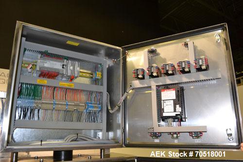Used Pack Line PXM-5 Cup Filling and Sealing Machine. Unit is a five lane system with speeds rated from 30 to 50 cycles per minute (depending on product and cup size). Currently set up for 3" diamete...