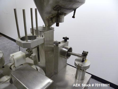 Used Autoprod (Oystar) Model 2000 Fil-N-Seal Rotary Cup Filler and Heat Sealer. Filler for thin liquids only water like product. Capable of speeds up to 60 cpm. Cup size range: diameter 1" to 3.5" or...