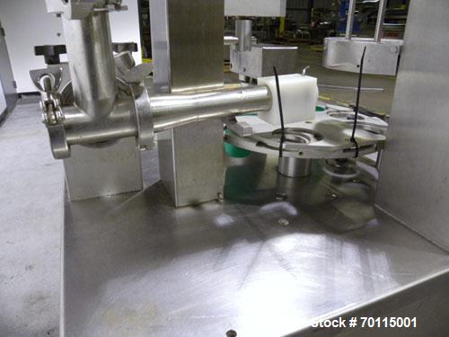 Used Autoprod (Oystar) Model 2000 Fil-N-Seal Rotary Cup Filler and Heat Sealer. Filler for thin liquids only water like product. Capable of speeds up to 60 cpm. Cup size range: diameter 1" to 3.5" or...