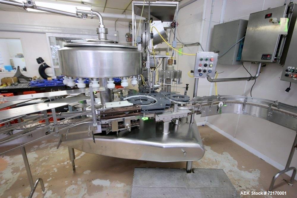 Used Federal 18-Valve Rotary Filler, with 5-Station Rotary Capper, with Stand Alone Capping Feed System, Mounted on Stainless Steel Frame, Overall Filler Dims.: Aprox. 79" L x 51" W x 91" H, Overall ...