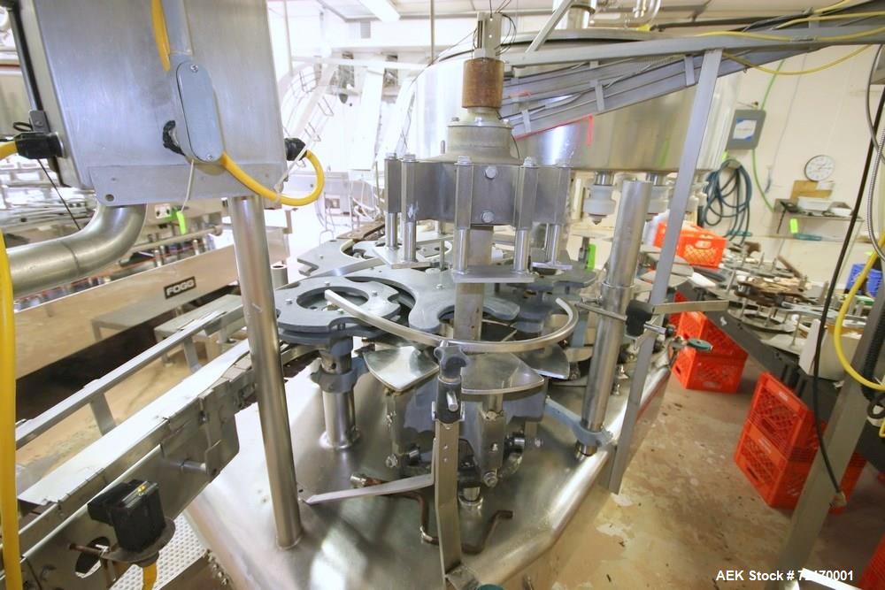 Used Federal 18-Valve Rotary Filler, with 5-Station Rotary Capper, with Stand Alone Capping Feed System, Mounted on Stainless Steel Frame, Overall Filler Dims.: Aprox. 79" L x 51" W x 91" H, Overall ...