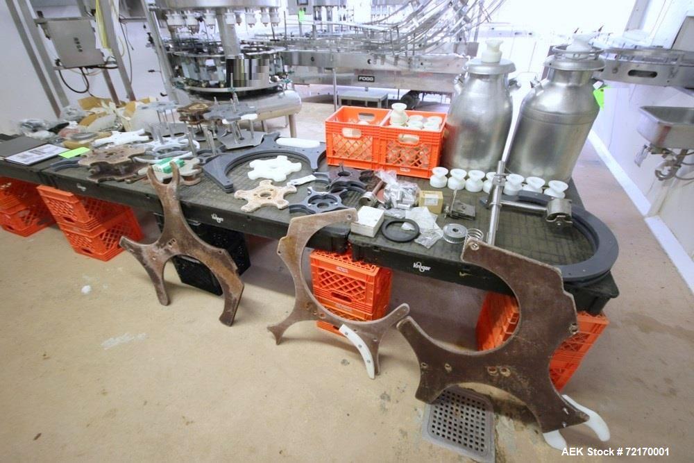 Used Federal 18-Valve Rotary Filler, with 5-Station Rotary Capper, with Stand Alone Capping Feed System, Mounted on Stainless Steel Frame, Overall Filler Dims.: Aprox. 79" L x 51" W x 91" H, Overall ...