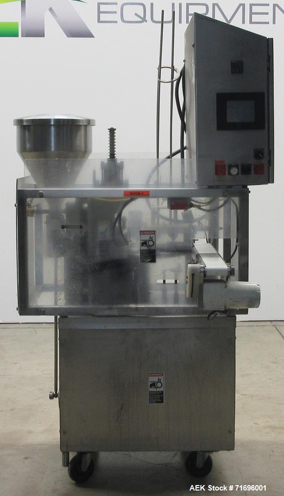 Used Modern Packaging Inc. Model SR-8DC Rotary Cup Filler/Sealer