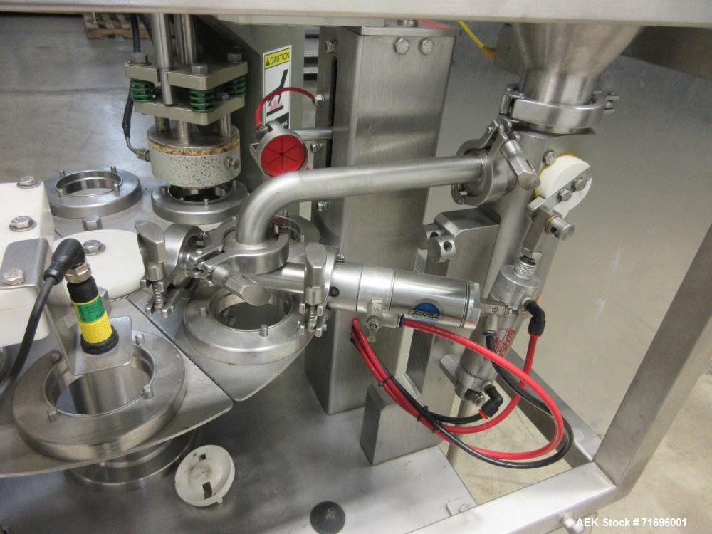 Used Modern Packaging Inc. Model SR-8DC Rotary Cup Filler/Sealer