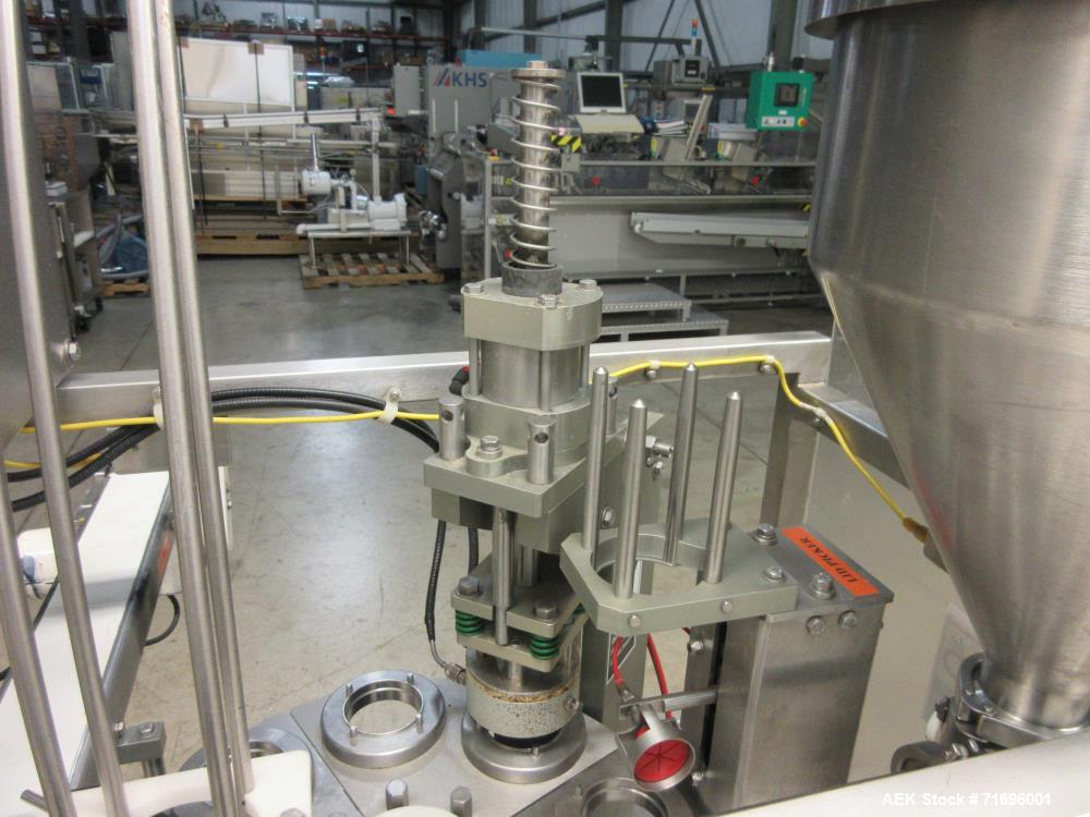 Used Modern Packaging Inc. Model SR-8DC Rotary Cup Filler/Sealer
