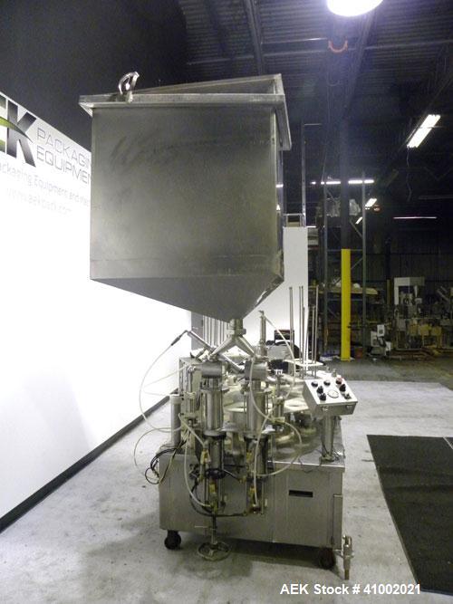 Used Pryor Packaging Machinery 2 Head Rotary Cup Filler and Lidder, Model 51190