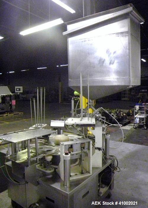 Used Pryor Packaging Machinery 2 Head Rotary Cup Filler and Lidder, Model 51190