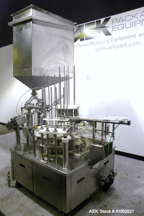Used Pryor Packaging Machinery 2 Head Rotary Cup Filler and Lidder, Model 51190